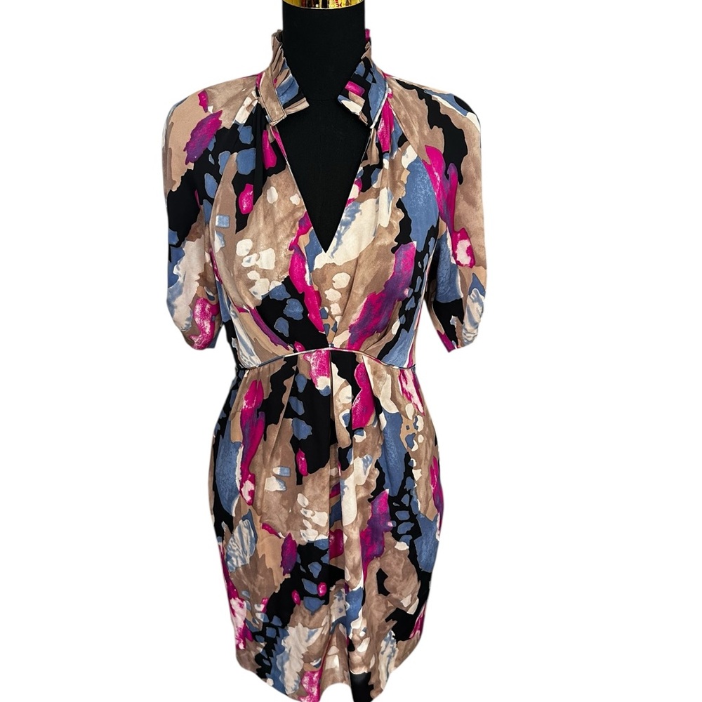 Diane Von Furstenberg Multicolor Patterned Silk Dress Size 6
